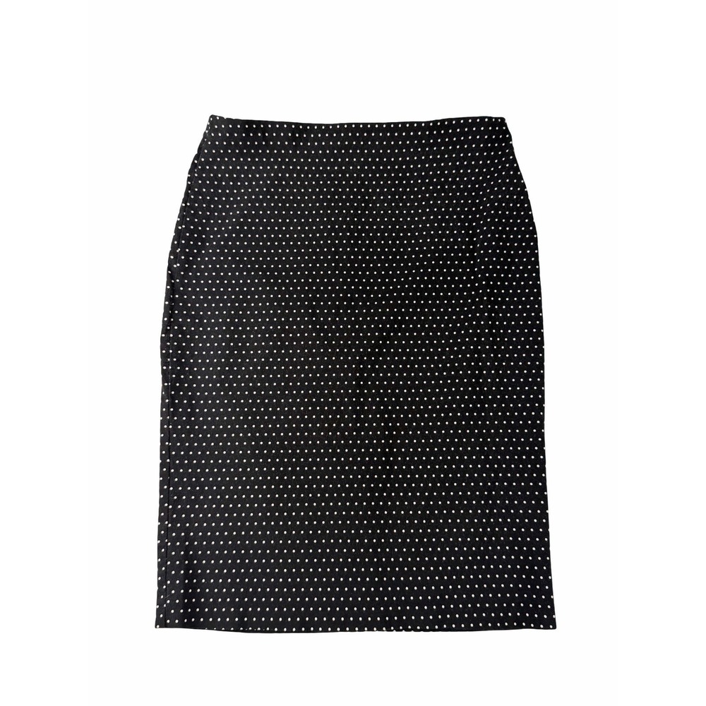 Sag Harbor Polka Dot Pencil Skirt Size Large Black White Classic Career Midi EUC